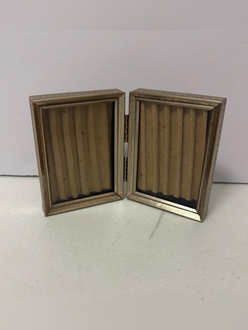 Vintage Bi Fold 3x2 Photo Goldtone Freestanding Two Photo Picture Frame